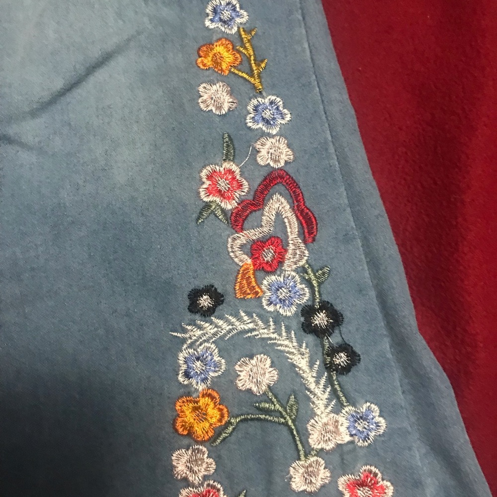 Embroidered Jeans with fading flare leg